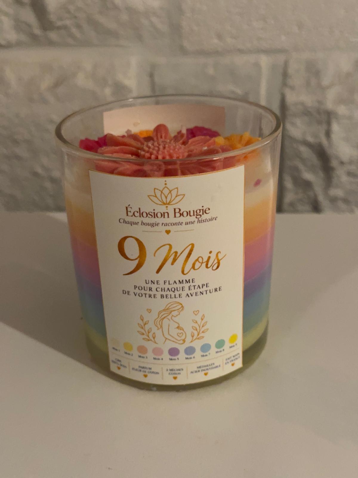 Coffret 2 – Bougie 9 mois & Tableau souvenir