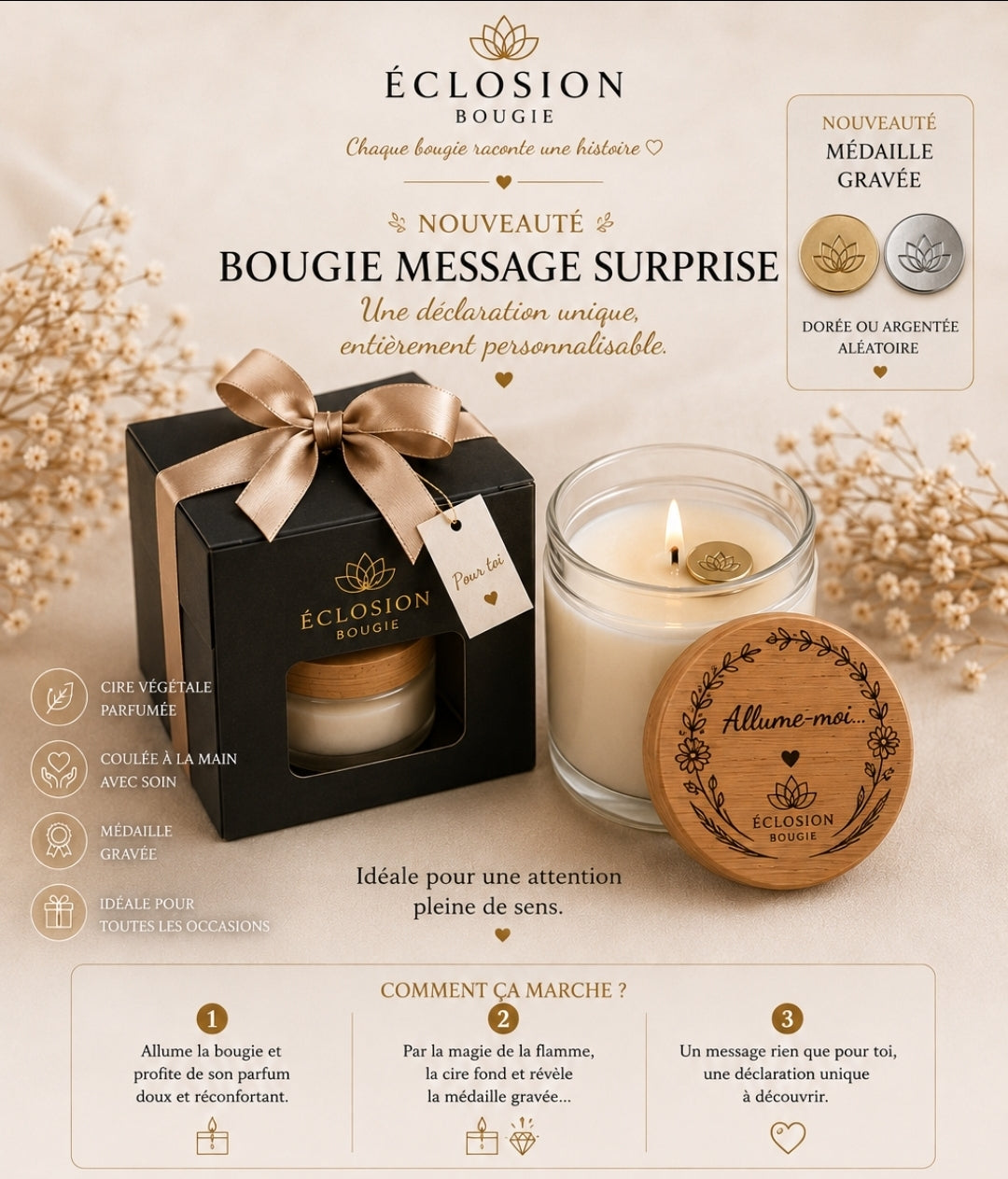 Bougie message surprise
