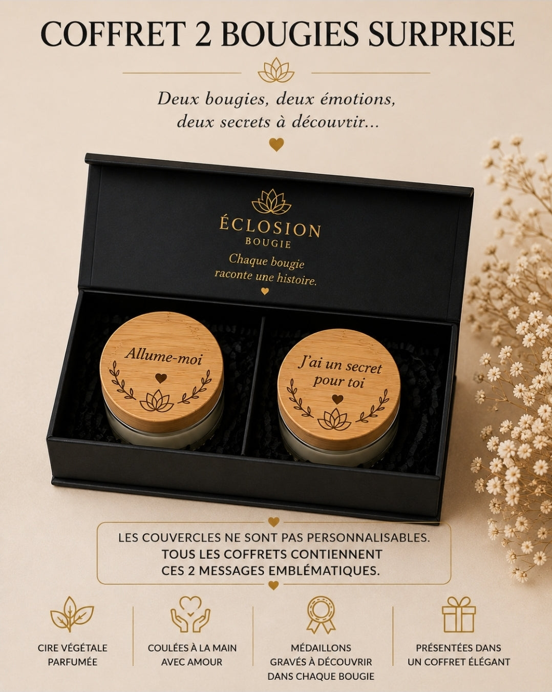 Coffret 2 bougies surprise