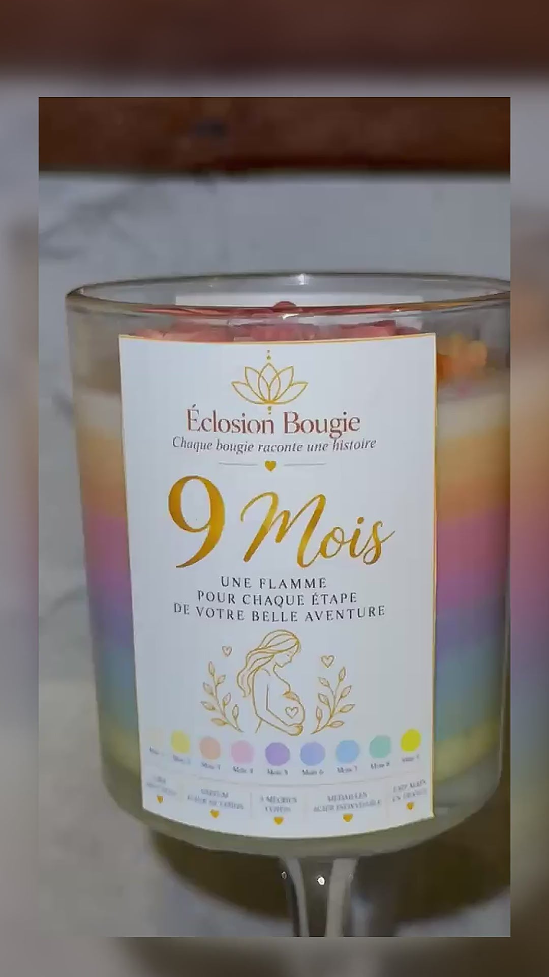 Coffret 2 – Bougie 9 mois & Tableau souvenir